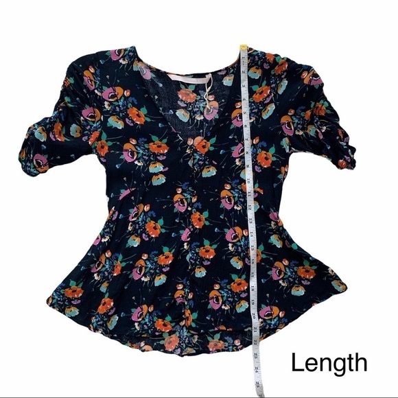 Zara Trafaluc Floral Ruched Sleeve Baby Doll Top Size Extra Small - Picture 11 of 15